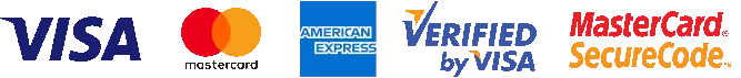 Visa, Mastercard, American Express, Verified by Visa, Mastercard SecureCode